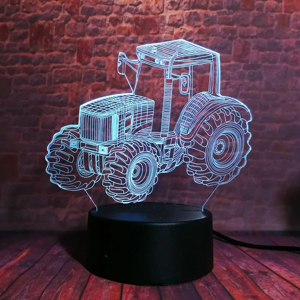 Креативный 3D динамический трактор автомобиль 7 цветов изменение цвета USB