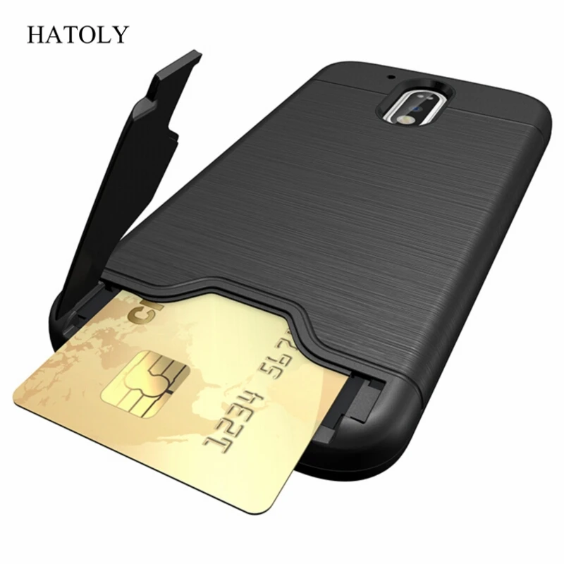 Чехол hatoly для Motorola Moto G4, антидетонационный чехол из мягкого ТПУ силикона для Moto G4 Plus, чехол с держателем для карт и подставкой