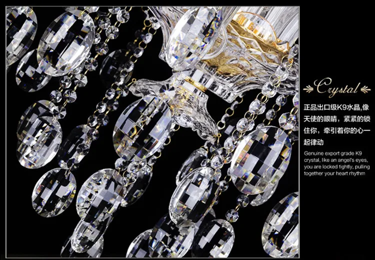 8-arm Lawrence antique gold candle Led chandelier crystal light hotel villa parlor clear pendant chandeliers candelabro | Лампы и