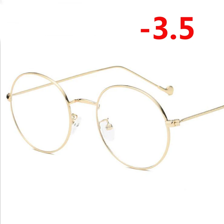 myopia 350 1,0-1,5-2,0-6,0 готовые очки для близорукости унисекс Ультра-светильник металлическая Золотая оправа Очки для близорукости с градусом - Цвет оправы: myopia 350