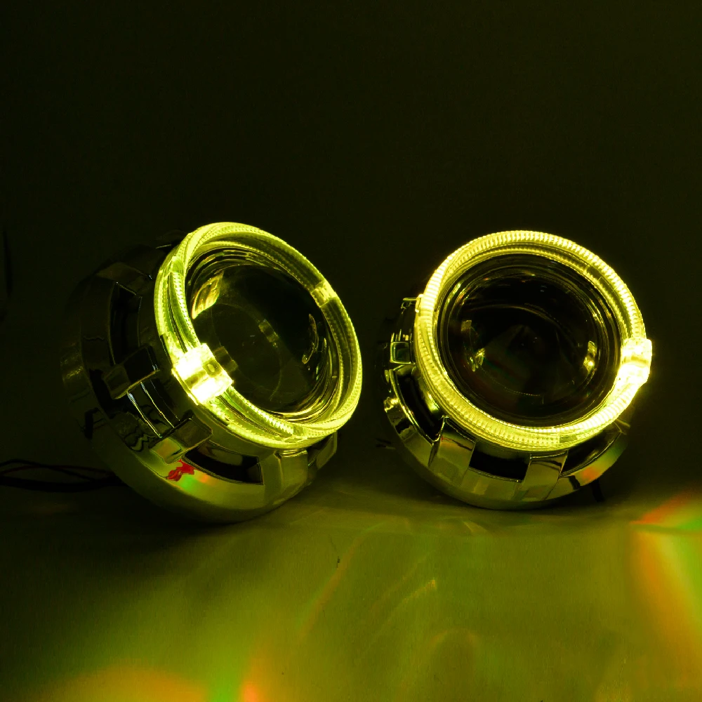 2,5 дюймов мини h1 Bi xenon hid объектив проектора RGB приложение Bluetooth led Ангельские Глазки маска для сборки автомобиля для h1 h4 h7 toyota ford