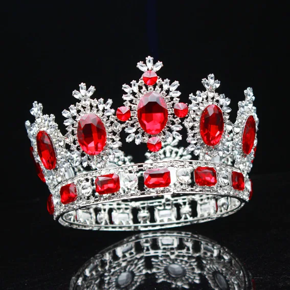 Silver Red 02 Винтажная свадебная тиара в стиле барокко, короны невесты, головной убор, свадебные украшения для волос, аксессуары для женщин, украшения для волос на выпускной - Окраска металла: Silver Red 02