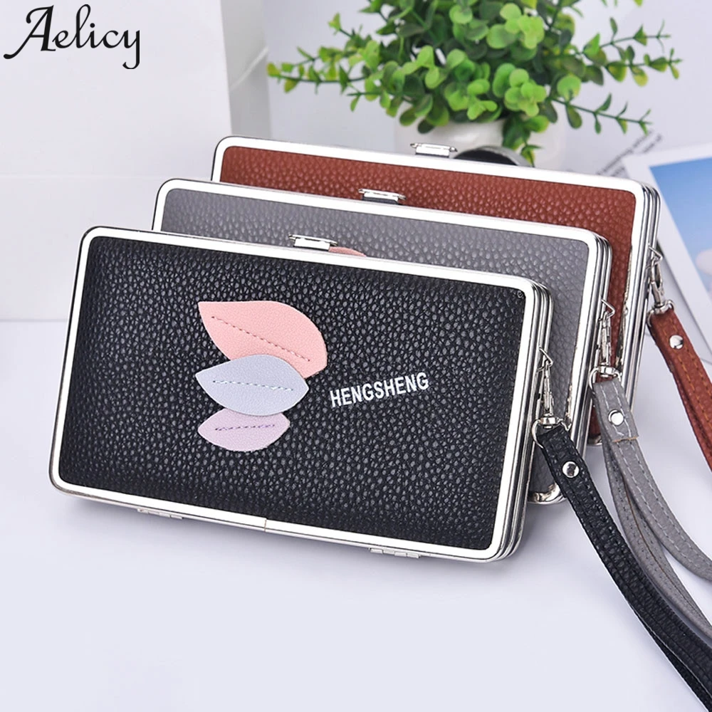 Aelicy, Модный женский длинный кожаный кошелек с листом, женская кожаная сумка для денег, держатель для кредитных карт, сумка для монет, кошелек, держатель, сумочка