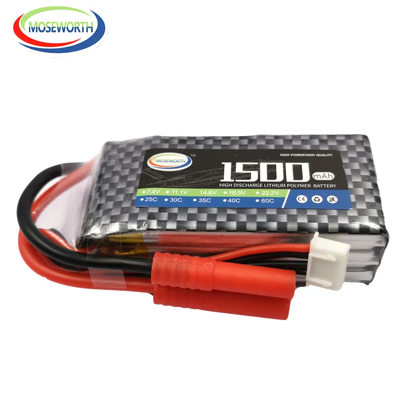 3S RC LiPo Батарея 11 1 V 1500 мА/ч 40C для радиоуправляемый самолет Квадрокоптер вертолет