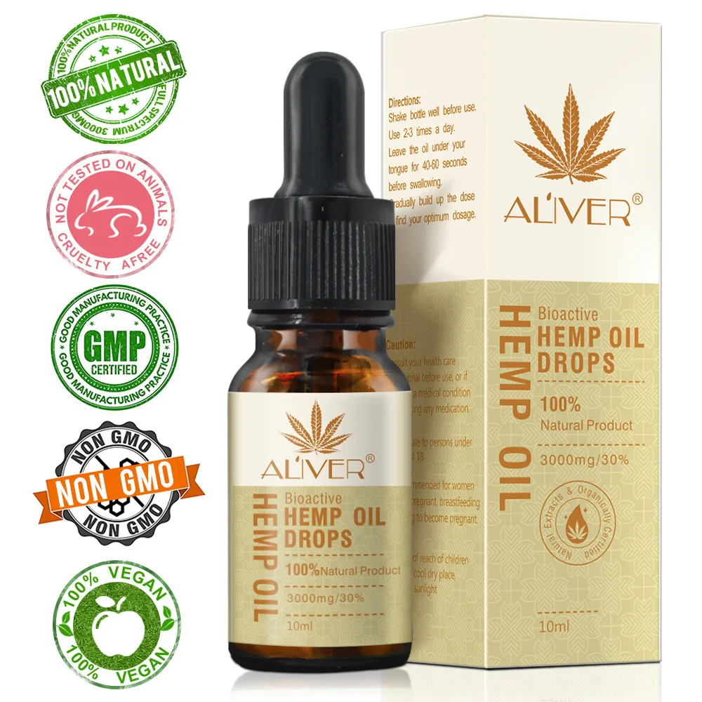 

10PCS Aliver Herbel Organic Hemp Seed Oil Massage Essential Oil CBD Soomthing Pressure Pain Improve Sleep Body Relieve Stress