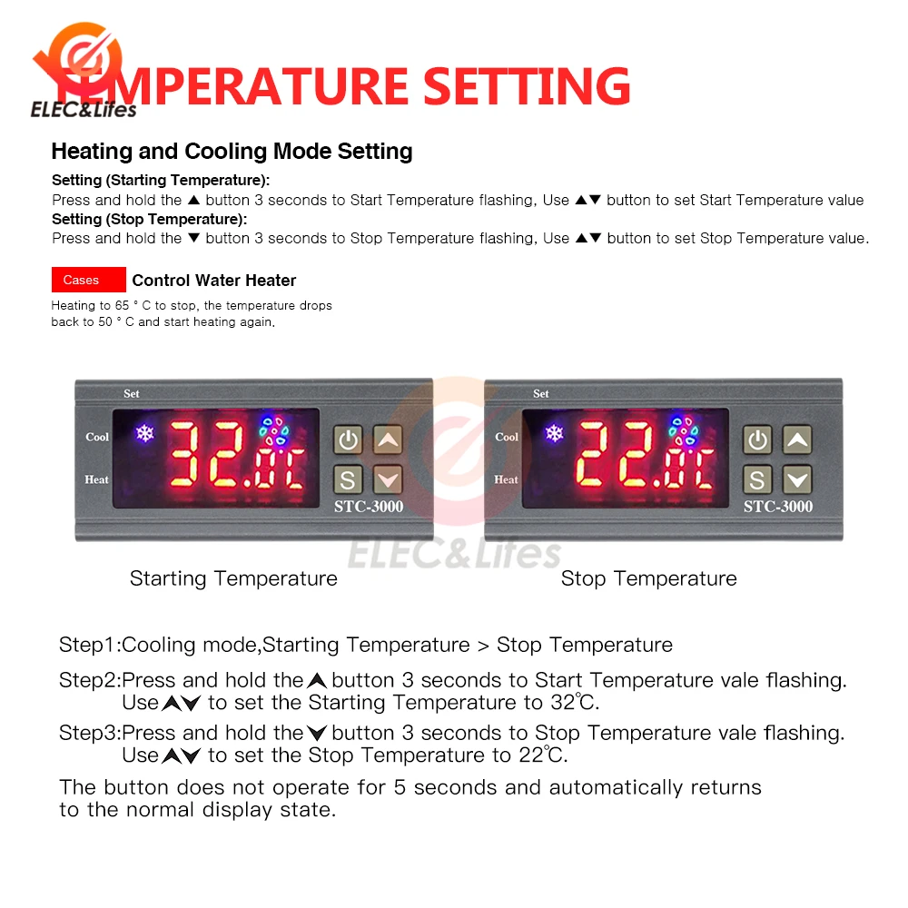 AC 110V 220V 10A STC 3000 LCD цифровой регулятор температуры Термостат Регулятор охладитель
