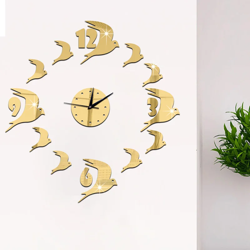 Sofa background clock crystal 3D stereo acrylic wall Yanzi mirror living room decoration free shipping | Дом и сад
