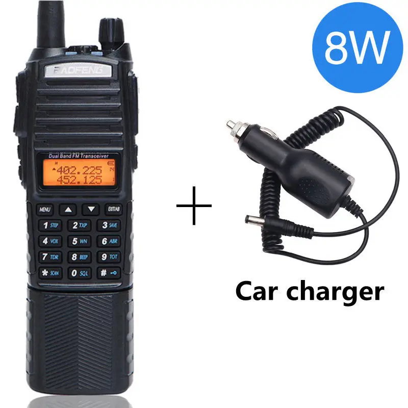 BaoFeng UV-82 Plus 10 км Высокая мощность 3800 мАч батарея Двухдиапазонная рация 10 км с разъемом постоянного тока портативное радио uv82 - Цвет: add car charger