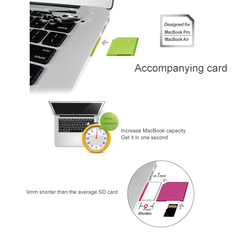 INGELON Microsd для Macbook Air TF SD карта памяти портативный конвертер адаптер для Macbook Air 1" и MacBook Pro 15" retina