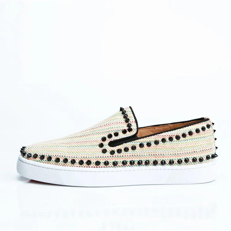 EU38-EU47 мужские парусиновые слипоны на плоской подошве с заклепками обувь шпильках