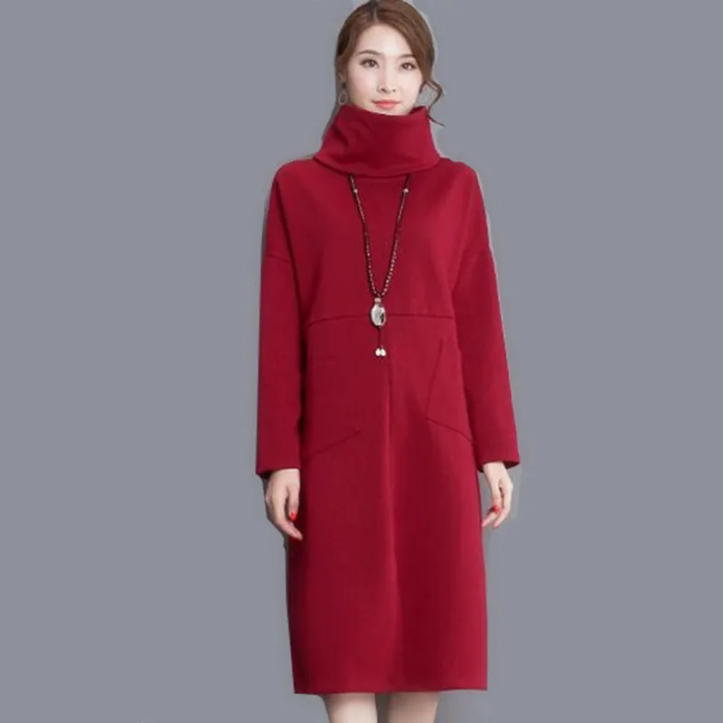 Новинка 2020 года Утепленное зимнее платье с длинным рукавом модное Короткое