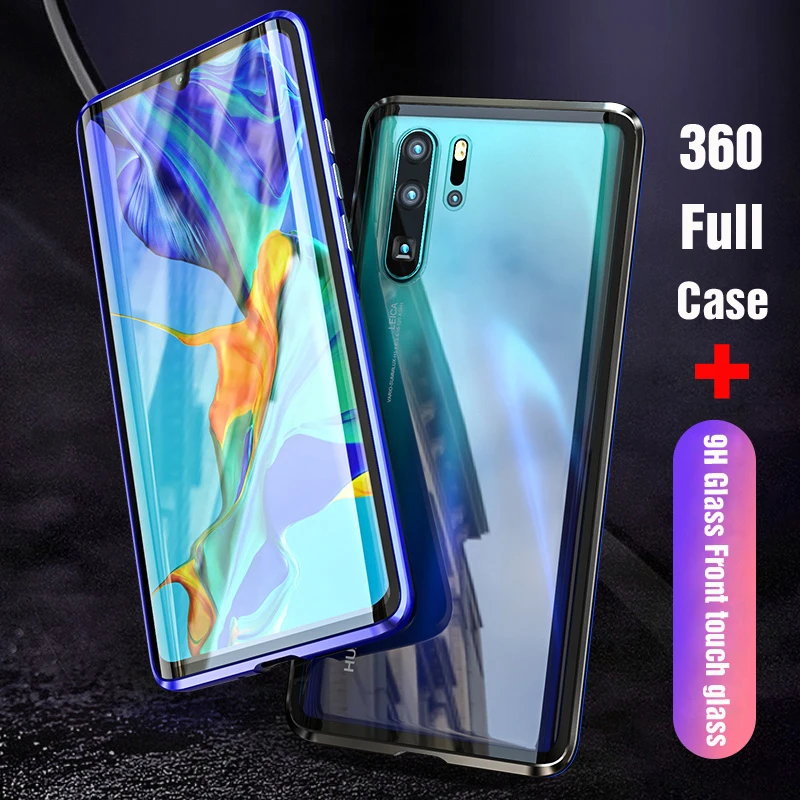 Передний и задний двухсторонний стеклянный Магнитный чехол для Huawei P30 Pro P20 360
