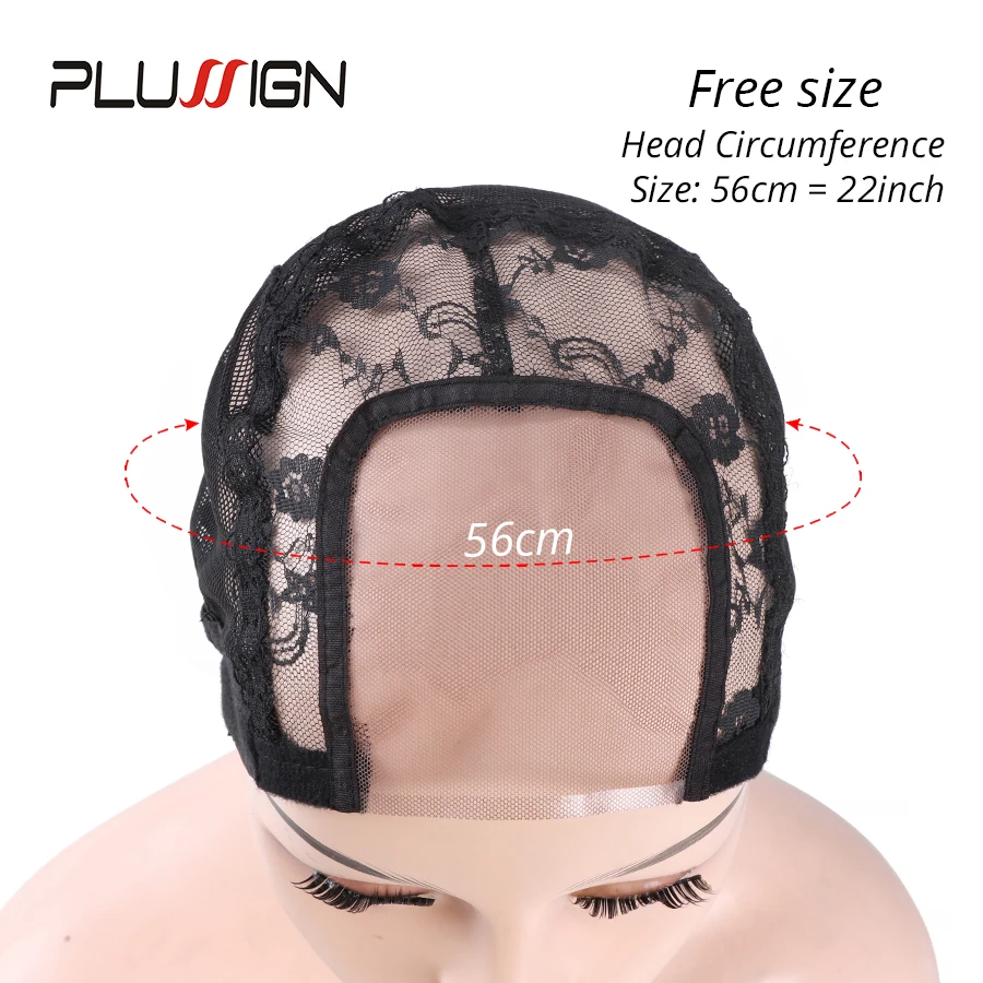 6Pcs Black U Part Wig Cap With Adjustable Straps Transparent Swiss Lace For Making Wigs 56Cm Frontal Caps | Шиньоны и парики