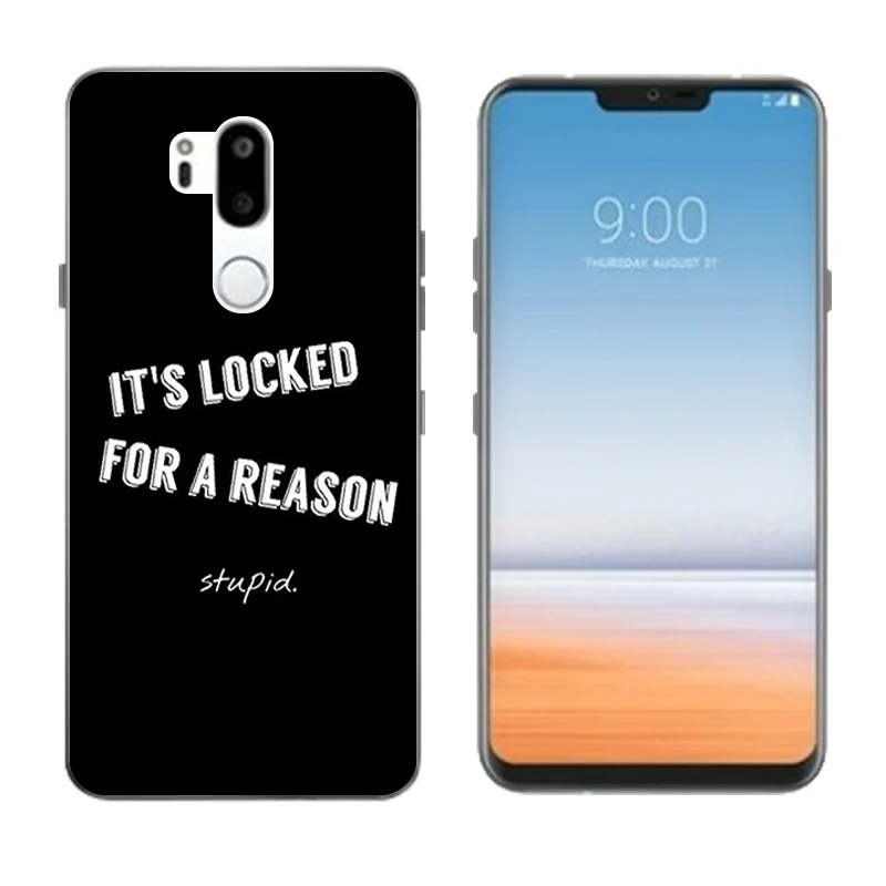 6.1&quot for LG G7 Soft Slim TPU Phone Cases ThinQ Clear Silicone Gel Back Covers G710 Black Letters Printing Coque |
