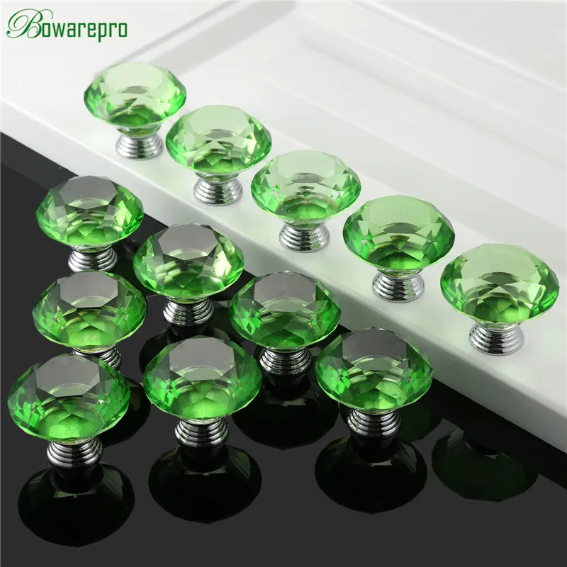 Ручки из зеленого алмаза bowarepro стеклянные ручки для мебели кухонные аксессуары