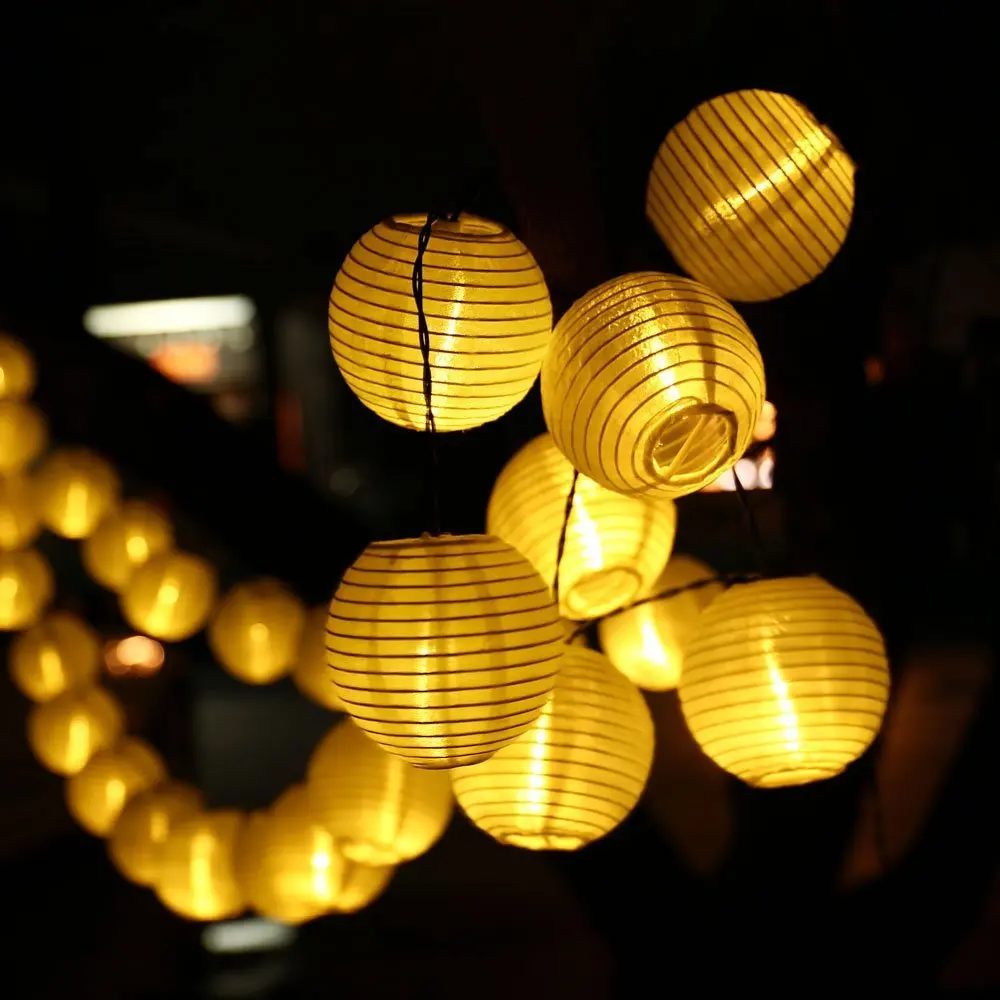 Lantern decoration 20 LED Solar String Lights Multi Color 4.8M Waterproof global ball string rope outdoor fairy holiday lighting | Лампы и