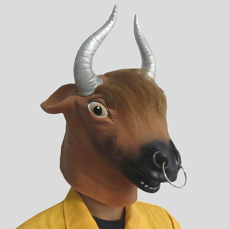 Hot Halloween Party Cosplay Novelty Bull Cow Head Masks Latex Mask Animal Costume Props for Women Men Kids Funny | Дом и сад