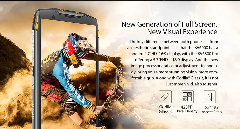 Blackview BV6800 Pro Android 8,0 6580 мАч Беспроводное зарядное устройство 4 Гб+ 64 Гб Восьмиядерный 16,0 Мп IP68 Ударопрочный Водонепроницаемый 4G мобильный телефон