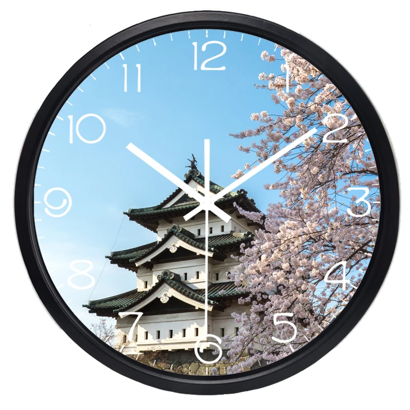 Японские Настенные часы с изображением цветущей вишни из Киотского Нара