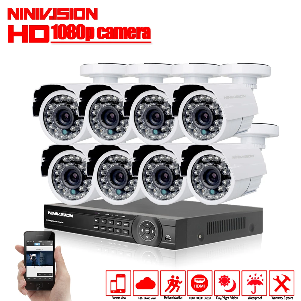 Система видеонаблюдения NINIVISION HD 3000TVL 8CH AHD 1080P с поддержкой Wi Fi|video surveillance