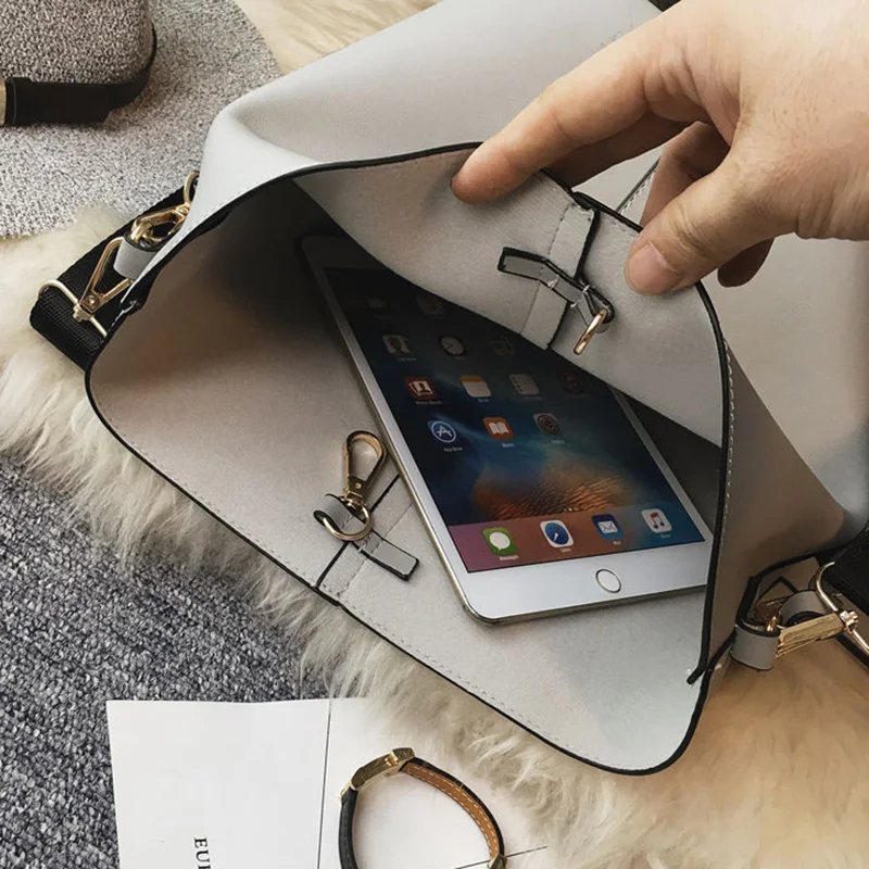 Мода Ведро Женщины Плече Сумки Красочные Ремень Композитный Сумка Креста Тела