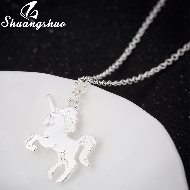 Shuangshuo корейский стиль животные ювелирные изделия ожерелье с единорогами