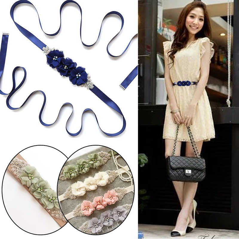 2019 New Fashion Beauty Flower Bridal Sash Rhinestone Wedding Party Bride Bridesmaid Belt Dress Streamer Girdle Waistbands Femme |