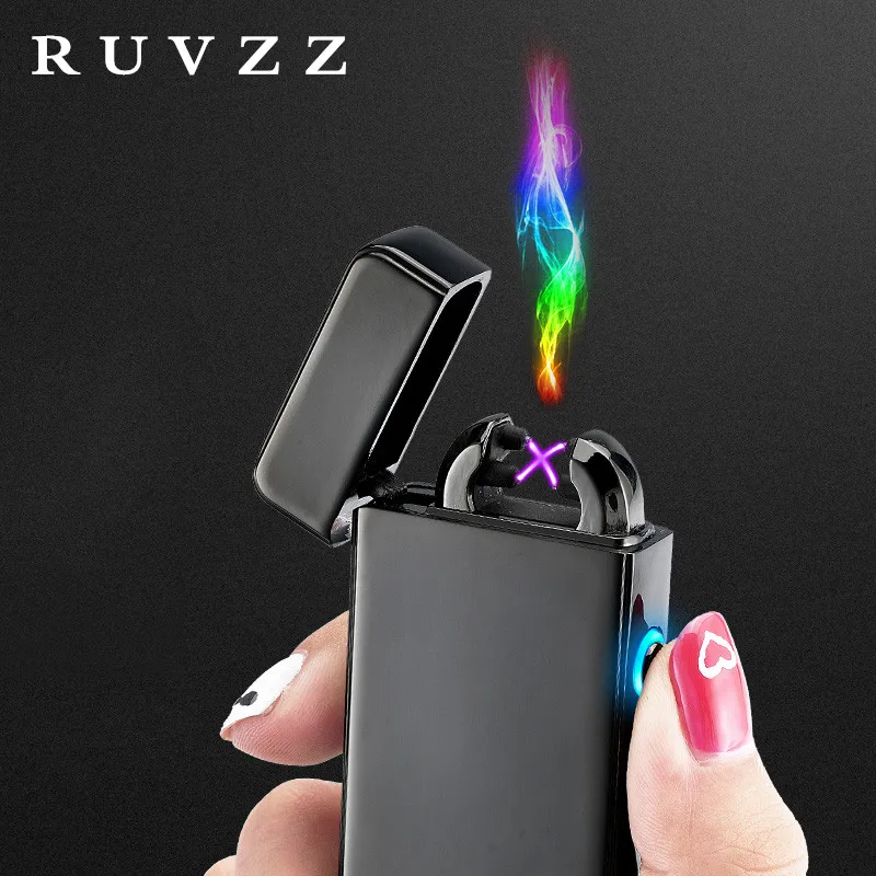 Ruvzz 2018 Новые двойной дуги Крест легче новинка электронная сигарета зажигалка USB