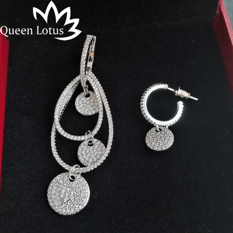 Женские Висячие серьги Queen Lotus элегантные асимметричные серьги-кластеры с