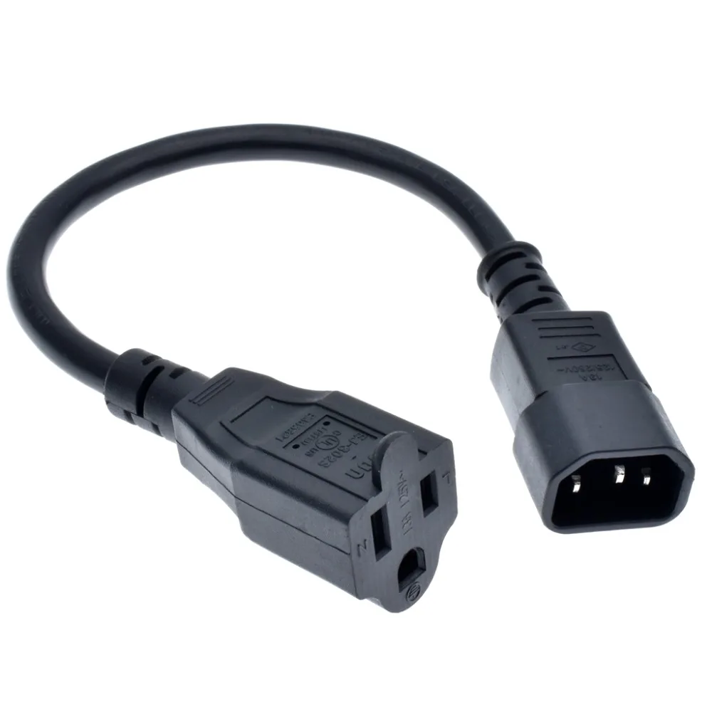 Удлинительный шнур IEC320 C14 5 15R PDU розетка IEC Nema usa кабель адаптера питания для ПК 30 см