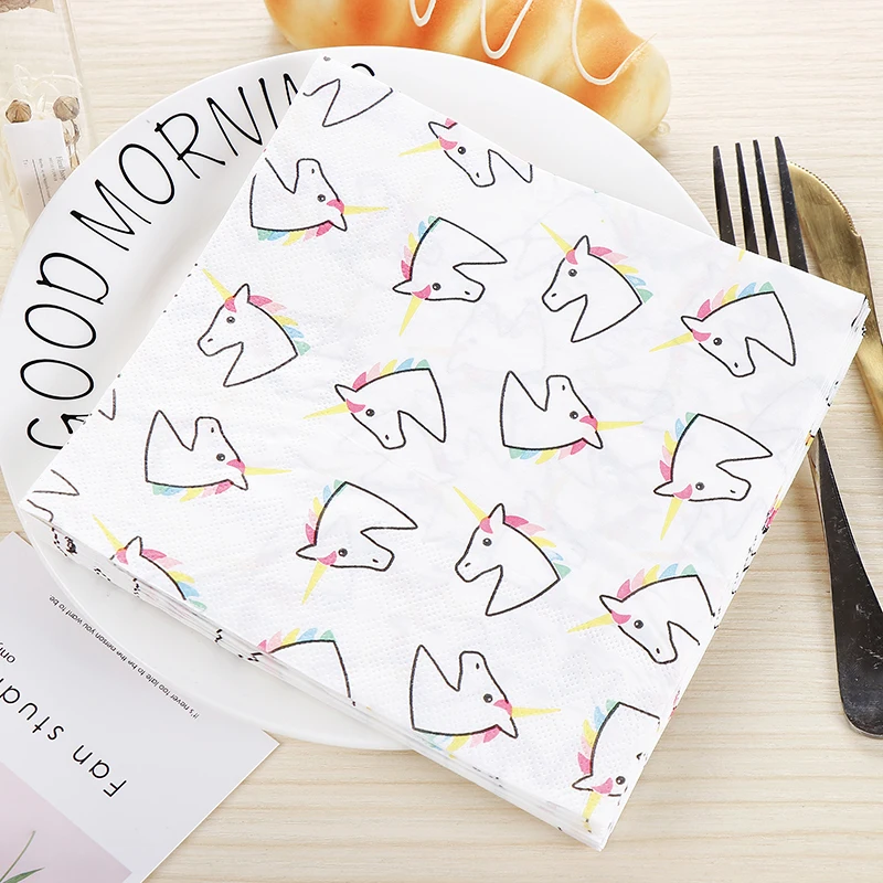 Новые INS Белый Единорог бумажные салфетки кафе и вечерние украшение в технике