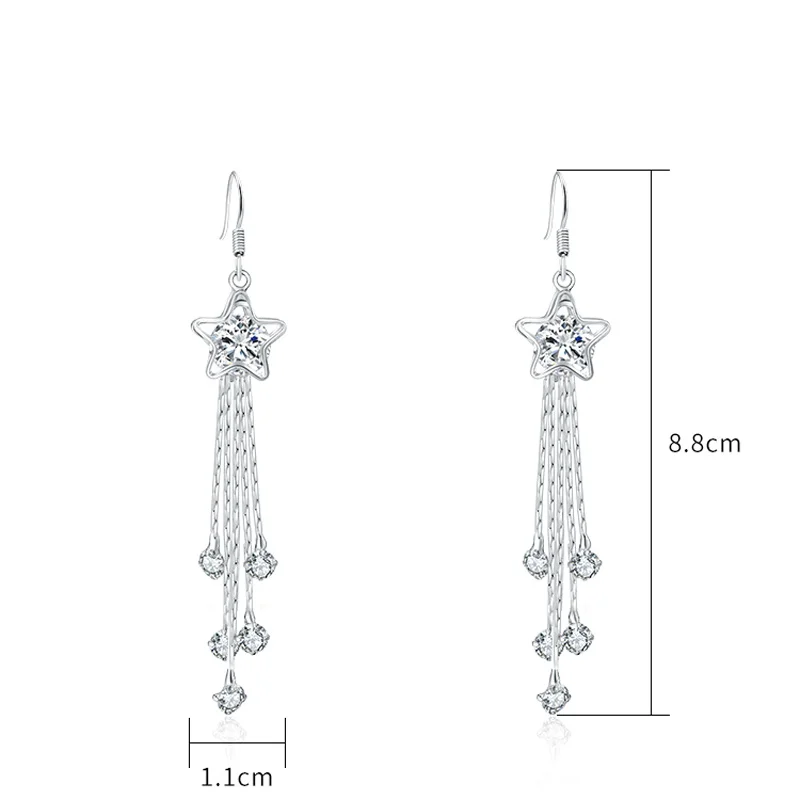 Серьги-подвески boucle d'oreille из розового золота со звездой модные длинные серьги с