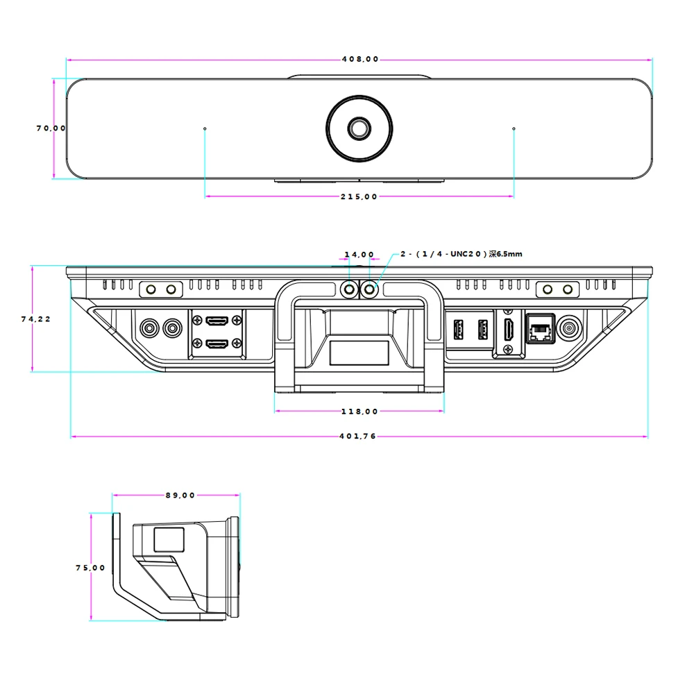 Wifi videoconferencing endpoint with 4K Ultra wide angle 93 degree Eptz HDMI USB IP Camera plug and play