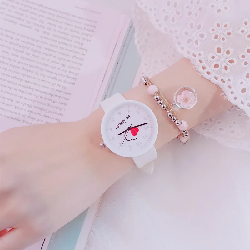 Кварцевые часы Love Heart Design для женщин милые повседневные силиконовые простые