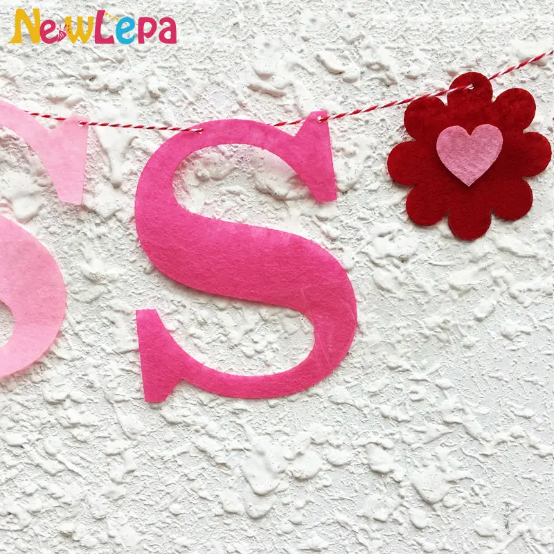 Розовый толстый нетканый материал поцелуй меня сердце Настроить баннер гирлянда