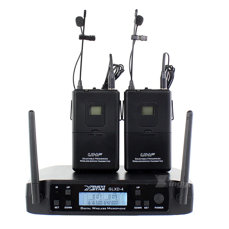 Lapel Mic GLXD4 2 канала регулируемый 600-650 МГц клип на воротнике одежда петличный Беспроводной микрофон, профессиональный УВЧ беспроводной петличный микрофон для гитары - Цвет: Lapel Mic