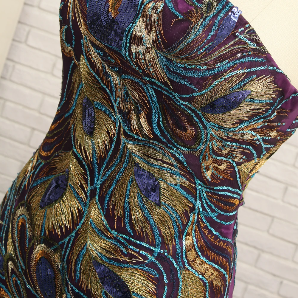 

Purple Evening Dresses Mermaid One-shoulder Organza Feather Women Long Evening Gown Prom Dress Prom Gown Robe De Soiree
