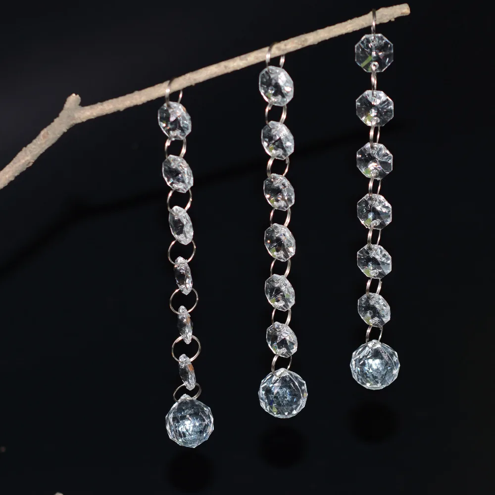 

30pcs Acrylic Crystal Clear Beads Chandelier Garland Teardrop Octagonal Strand Hanging Curtain Trees Party Wedding Decoration