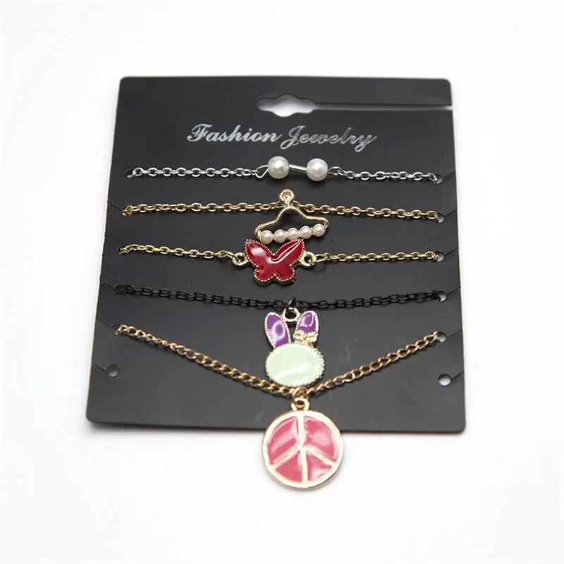 Новый Бохо ручная цепочка бабочка кролик форма кулон браслет имитация бисера 5