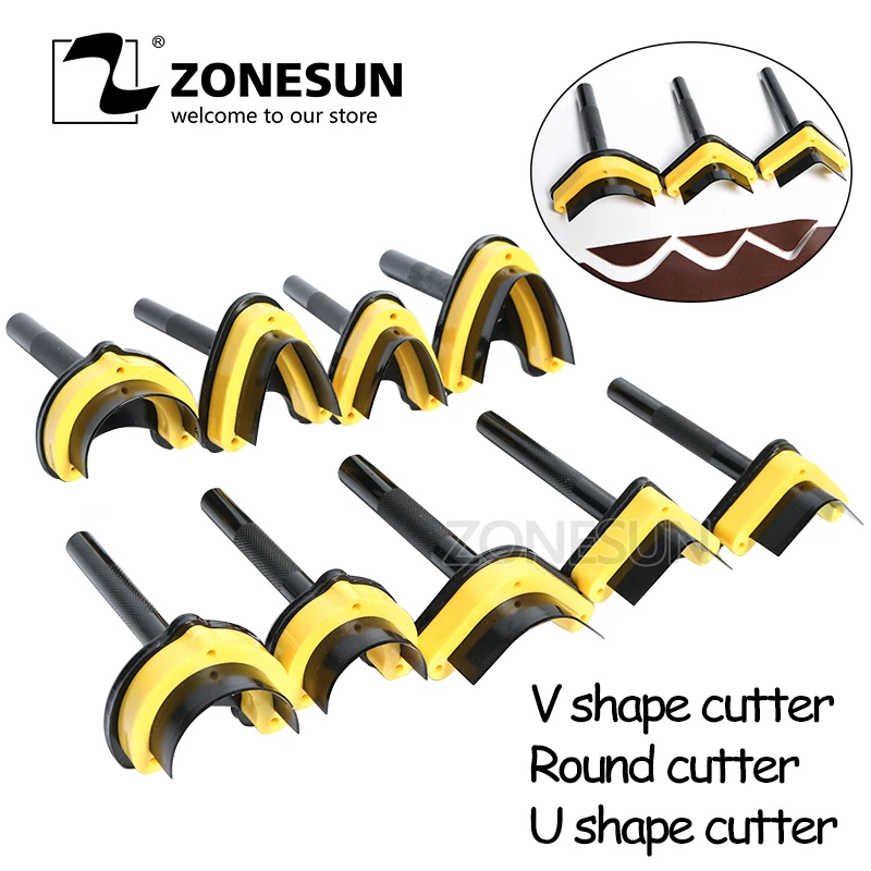ZONESUN DIY Набор кожаных угловых резцов ручной ремень круглый режущий перфоратор