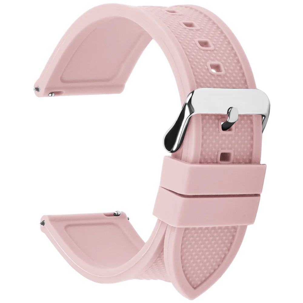 Pale Pink 8 цветов быстросъемный силиконовый резиновый ремешок для часов, мягкий резиновый ремешок для часов с пряжкой 18 мм 20 мм 22 мм 24 мм Смарт-часы - Цвет ремешка: Pale Pink