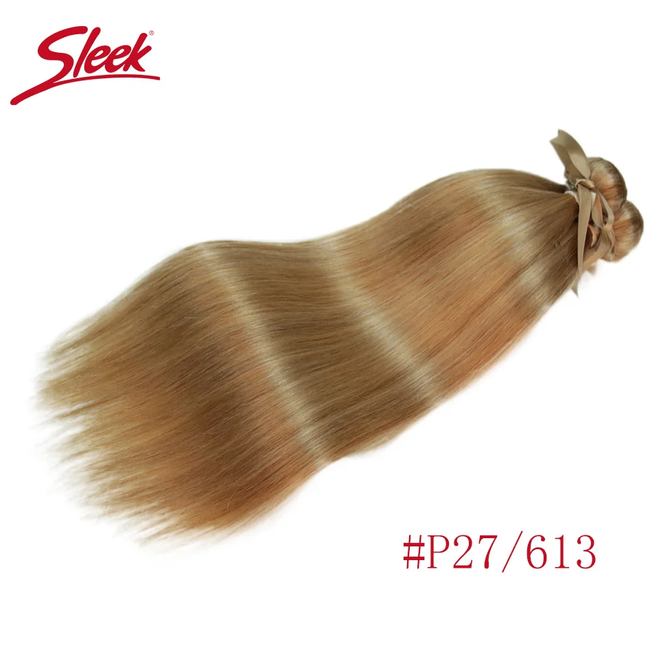 Sleek Remy P8/22 P27/613 P6/22 пианино Цвет перуанские пучки волос 8-24 дюймов, прямые человеческие волосы для наращивания волосы светлые для наращивания - Цвет волос: P27/613