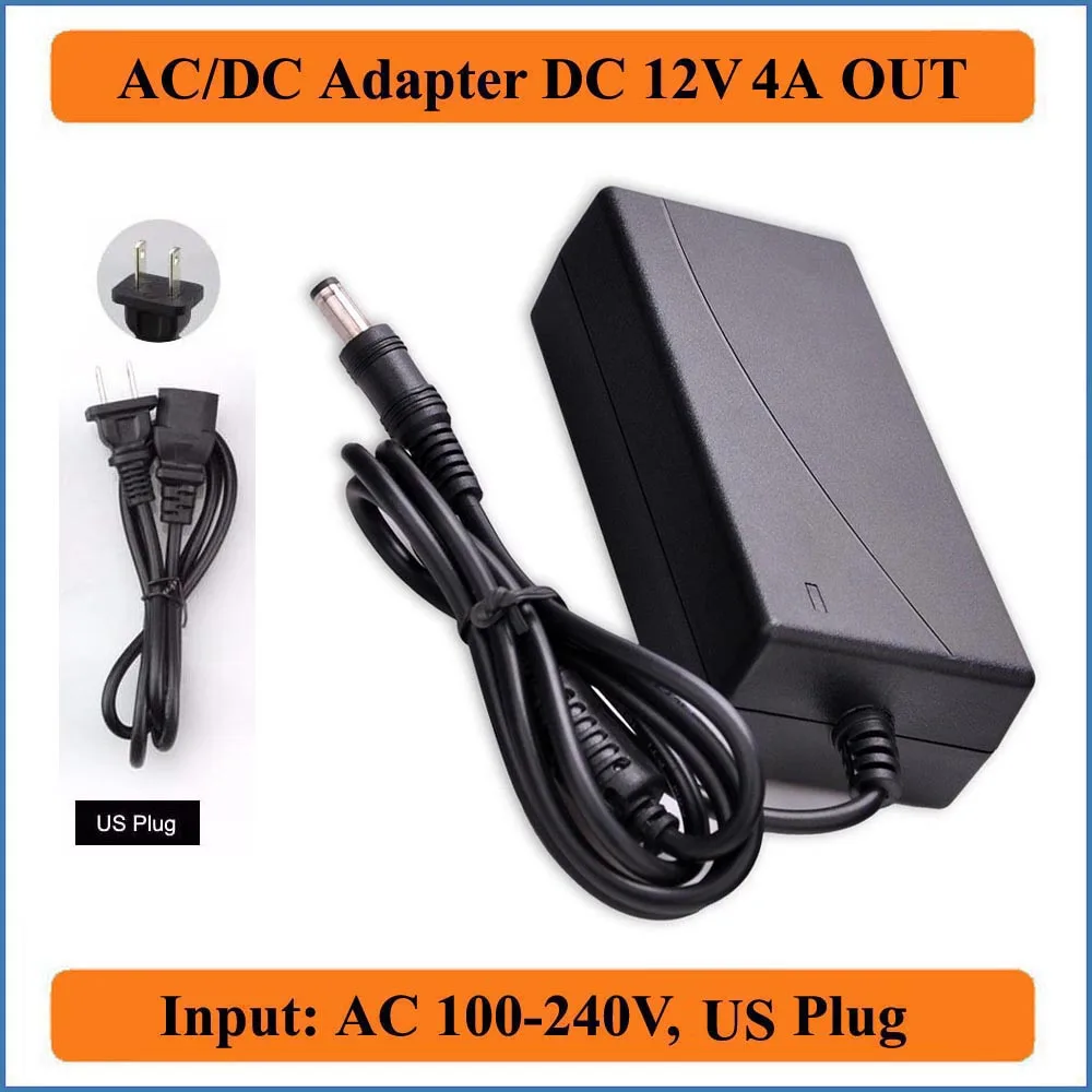 12V 4A штепсельная вилка американского стандарта AC DC адаптер AC100 240V конвертер для