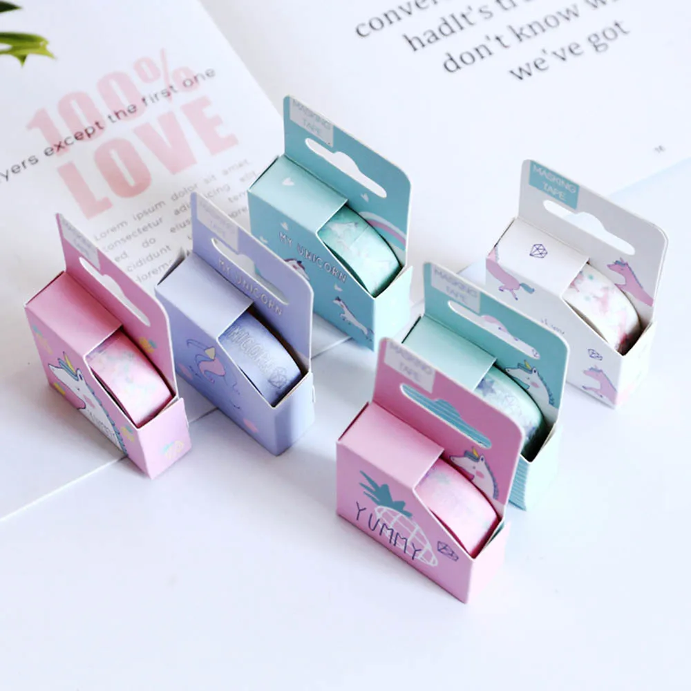 2Pcs/lot 15mm*5m My Unicorn Washi Tape Adhesive DIY Scrapbooking Sticker Label Masking | Канцтовары для офиса и дома