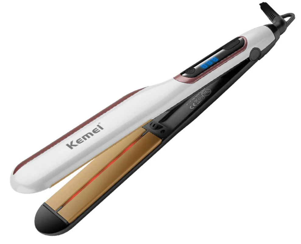 Kemei KM-9623 temperature control infrared hair straightener straight splint LCD display perm irons | Красота и здоровье