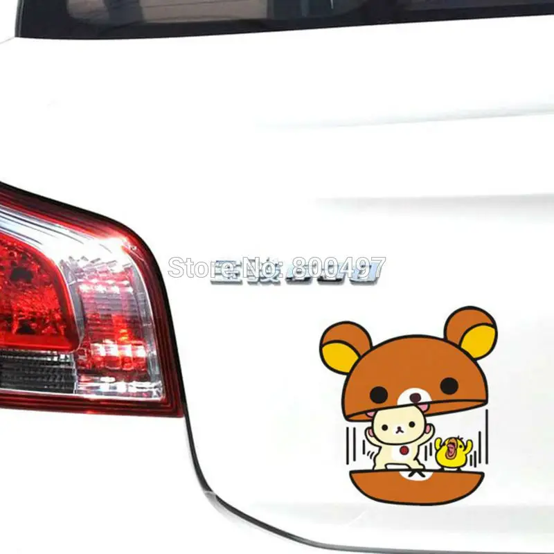 Новые забавные мультфильм милый медведь Rilakkuma автомобильные наклейки для Tesla VW