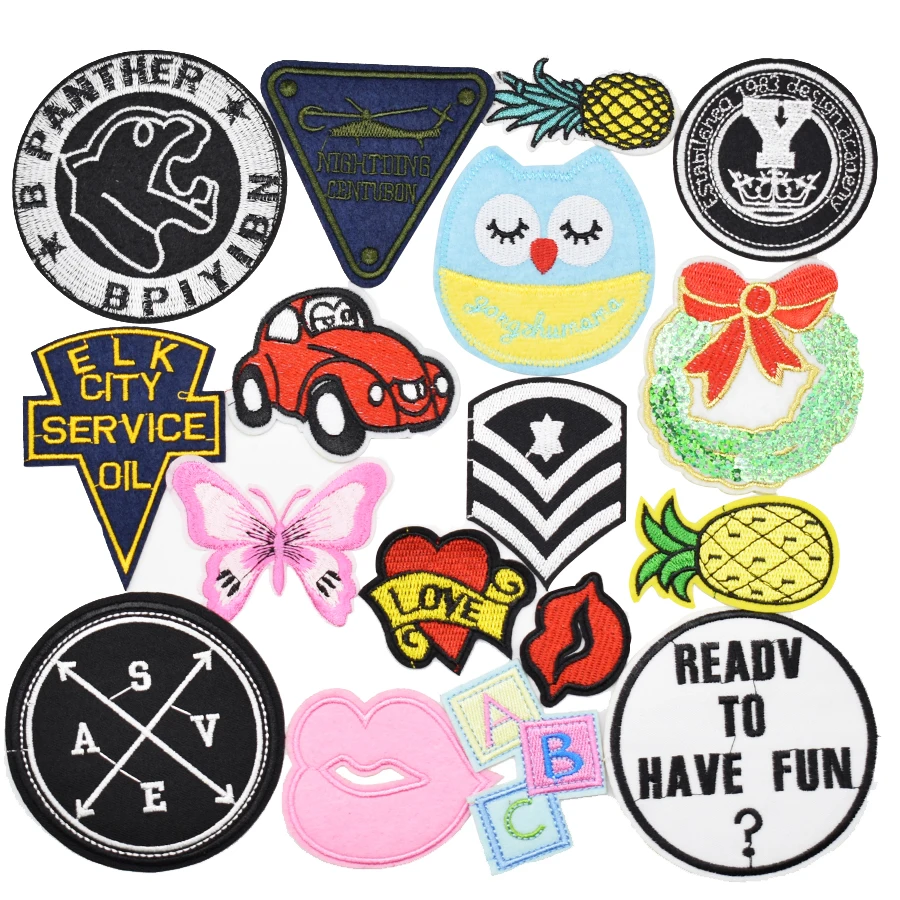 20 шт./лот случайные модные нашивки Значки для одежды вышитые патчи приклеивания