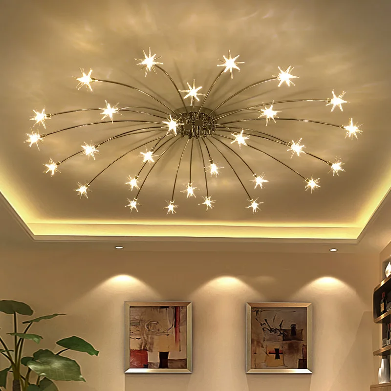 

Creative Star Ceiling Lighting Fixture Modern Ceiling Lamp For Living Room Bedroom Restaurant G4 bulb Glass Lampshade