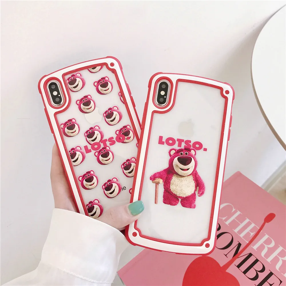 Новый милый мультфильм клубника медведь конфеты границы чехол для iPhone X XS MAX XR 6 6s 7
