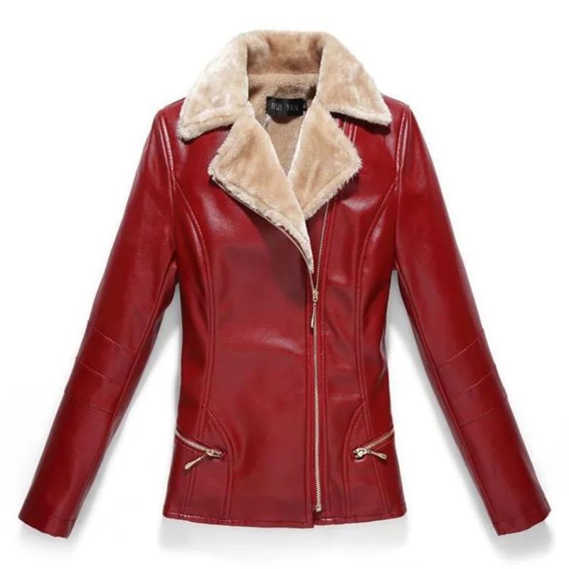 

New Women's Leather Jacket 2018 Autumn Winter PU Leater Jackets Women Plus Velent Winter Women Coat Soft Outwear Abrigo Mujer